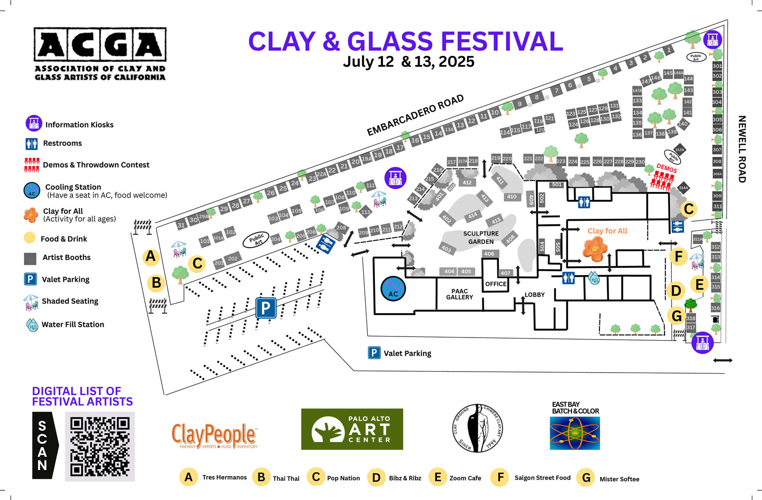 ACGA Clay & Glass Festival Booth Map 2025