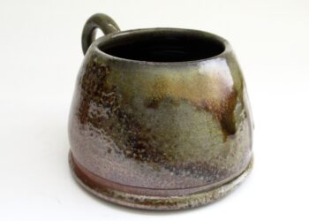 thrown cup wood/soda fired